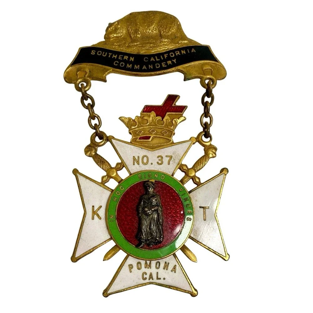 Vintage Masonic Southern CA Commander Pin, No. 37, Pomona, CA Robbin’s Co